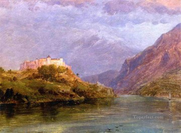 Paisaje del castillo de Salzburgo Río Hudson Paisaje de la iglesia de Frederic Edwin Pinturas al óleo